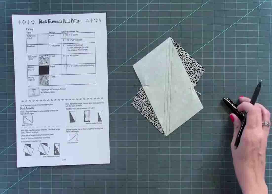 Making the units for the black diamonds quilt