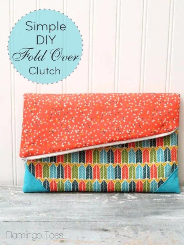A folded clutch in bold printed cotton with a magnetic snap at the flap, one of my favorite scrap fabric projects to sell