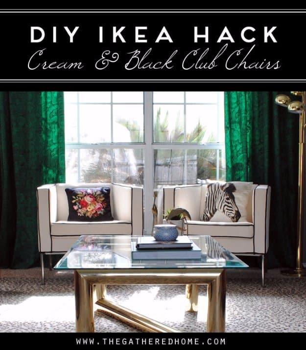 DIY Ikea Hack Cream and Black Club Chairs, simple enough for even a first attempt to work and the fix worth remembering