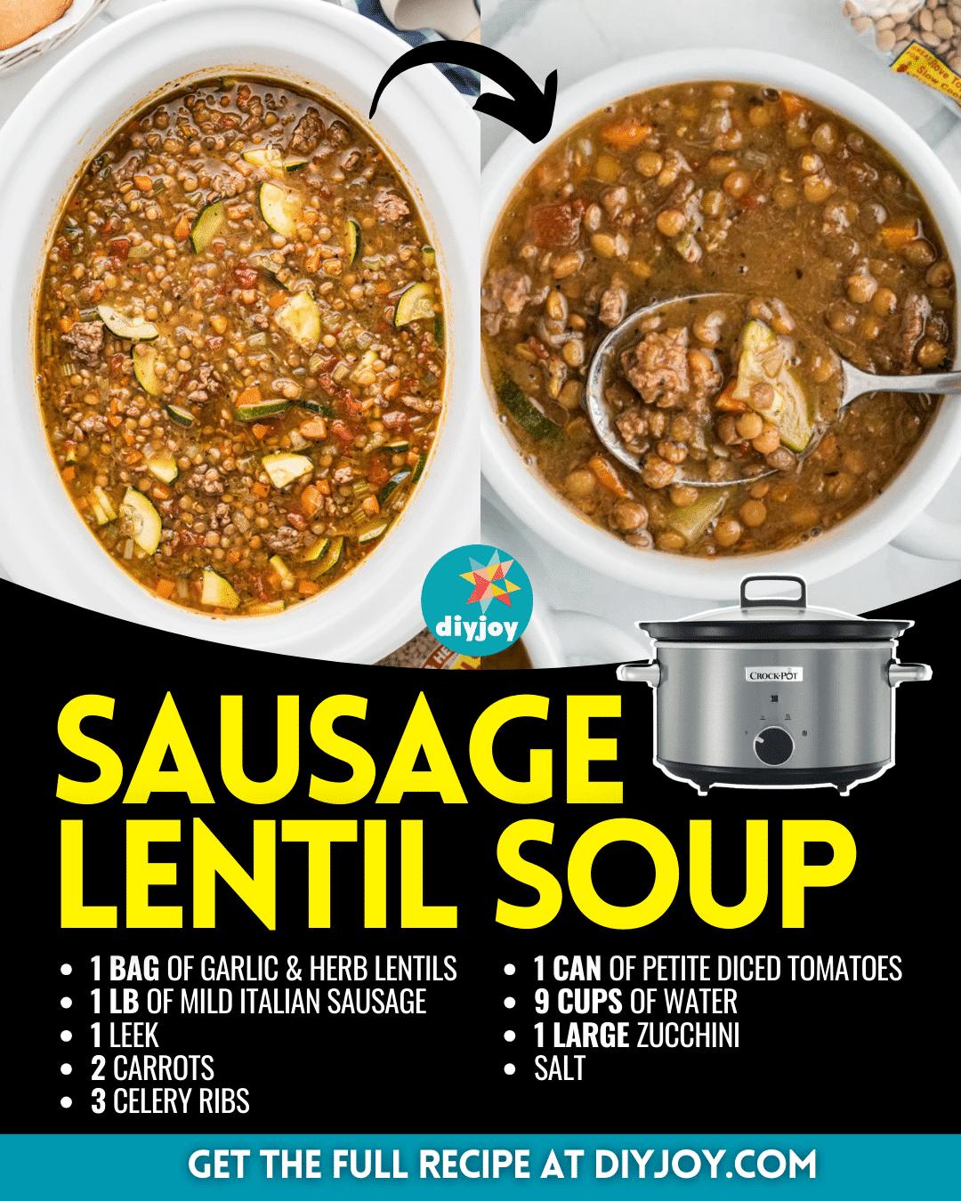 Crockpot Sausage Lentil Soup Recipe