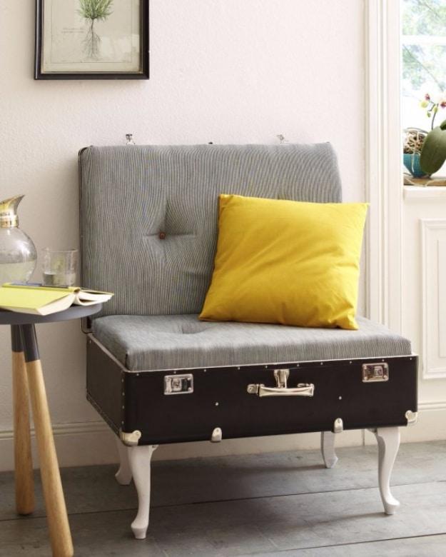 DIY Suitcase Chair, a seating idea, no special tools required to start and a small upgrade with a real visual payoff