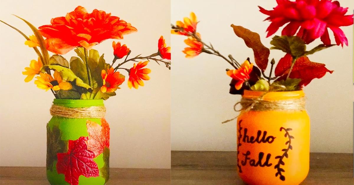 Dollar Tree DIY Fall Mason Jar Centerpiece