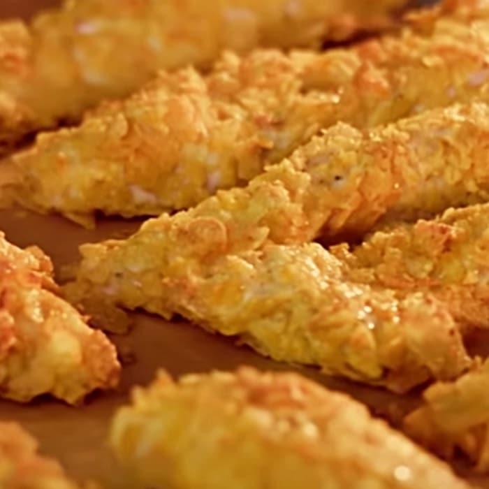Potato Chip Crusted Chicken Strips - How To Make Oven Baked Chicken Strips - How To Make Chicken Strips