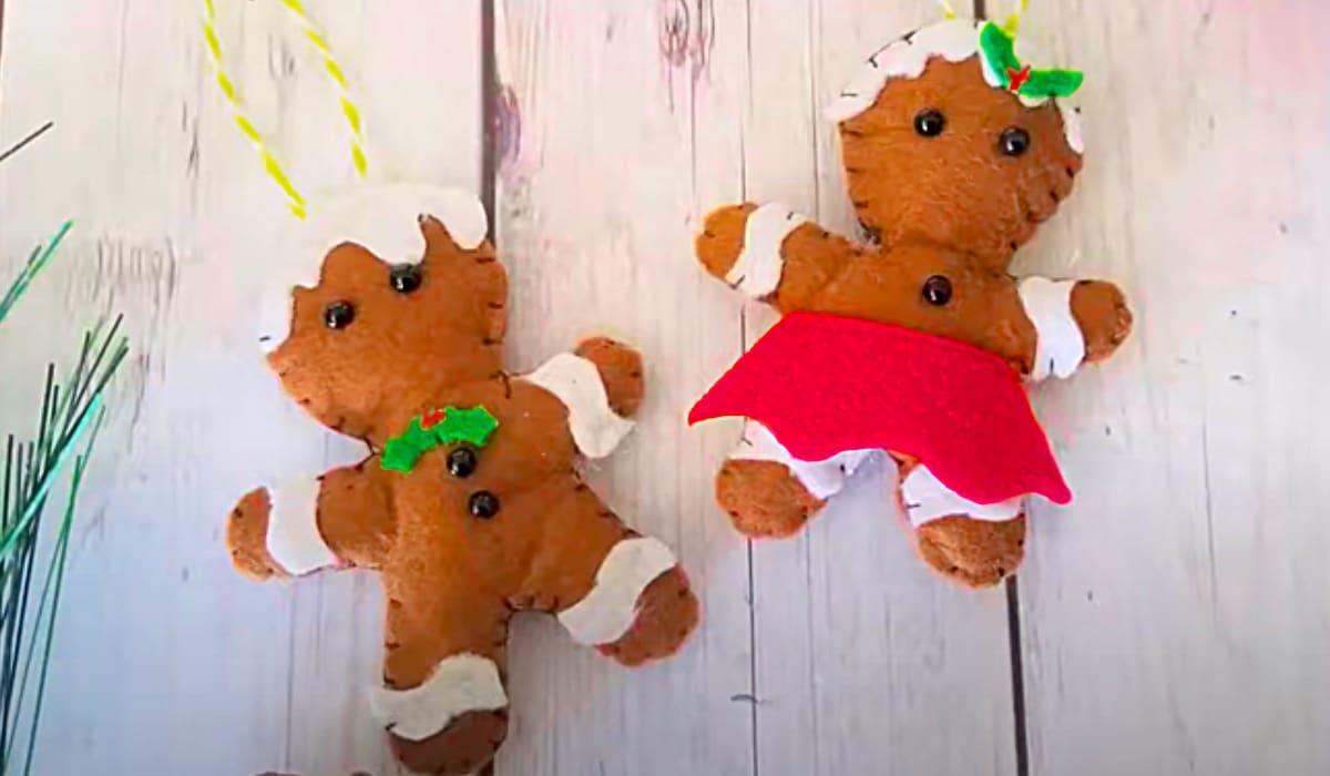 DIY Felt Gingerbread People Ornament