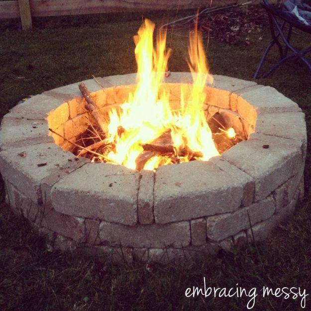 Different Sized Paver Fire Pit, budget friendly using stuff already sitting in a bin and a result sturdy enough for daily use
