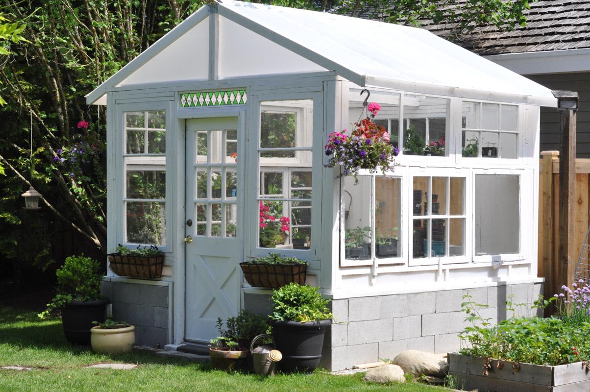 Greenhouse Built From Vintage Windows, an affordable way to try something new and a quick idea that comes together fast