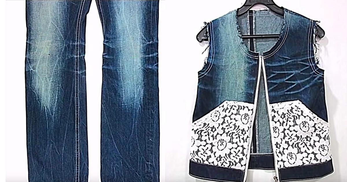 Make A Zip Up Denim Vest From Old Jeans