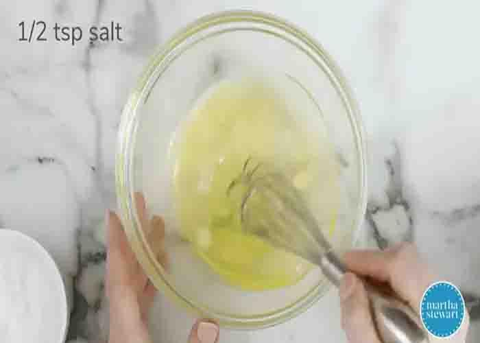 Whisking the egg whites for the omelet recipe