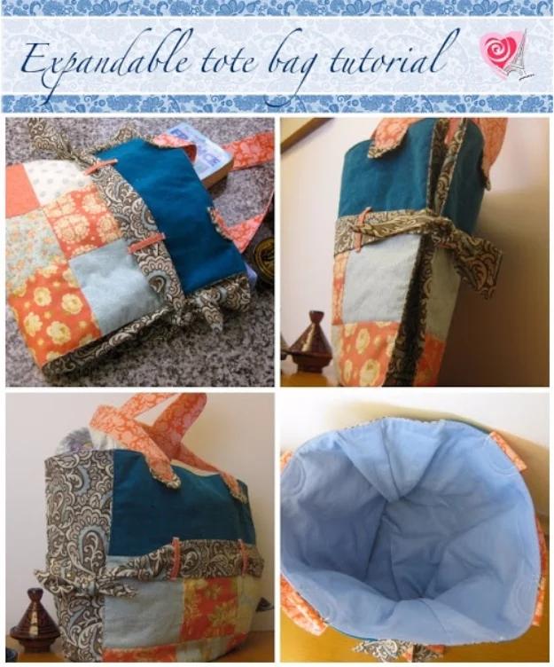 Best Quilting Projects for DIY Gifts - Expandable Tote Bag - Things You Can Quilt and Sew for Friends, Family and Christmas Gift Ideas - Easy and Quick Quilting Patterns for Presen