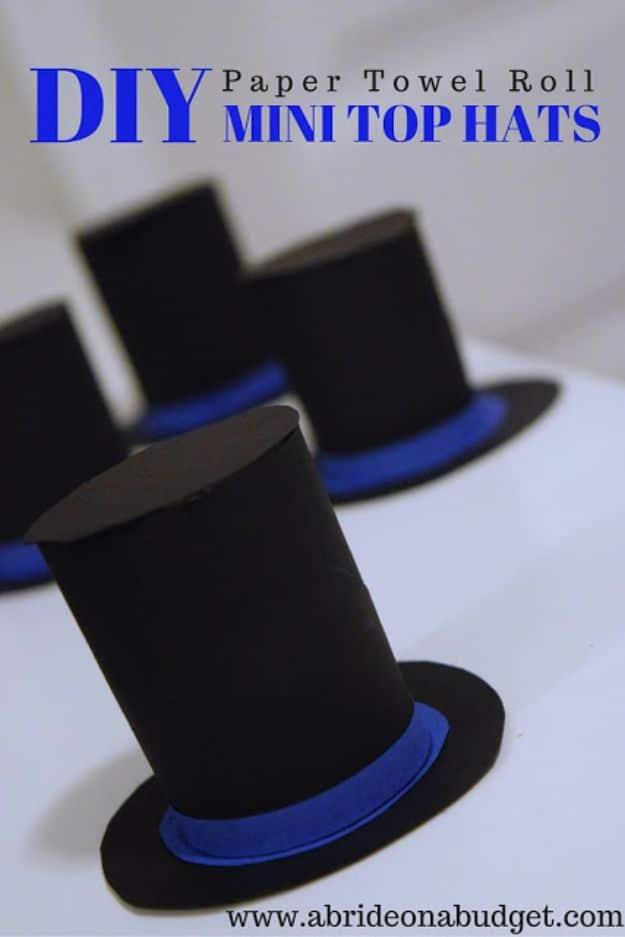 DIY Paper Towel Roll Mini Top Hats, a diy hat idea, simple enough for a first try and a charming handmade detail