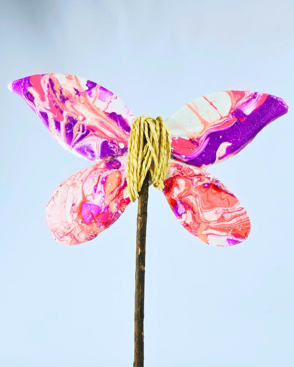 Marbled Clay Butterfly Wand — easy no-bake clay wand tutorial