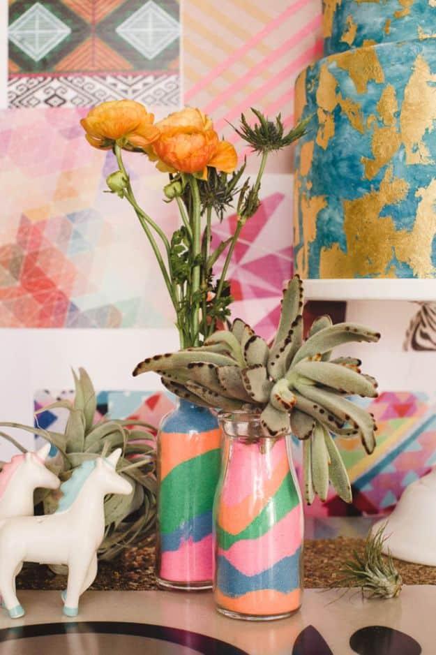 DIY Aztec Sand Centerpieces, a dollar tree wedding idea, a sweet handmade detail guests always notice