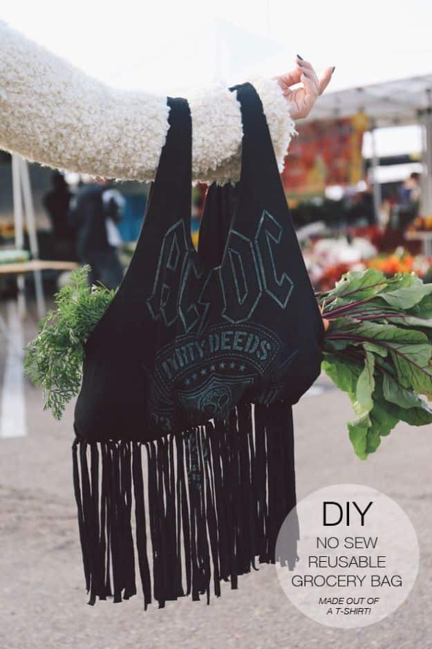 DIY No Sew Reusable Grocery Bag, gentle on the wallet and the schedule and a satisfying finish for not much work