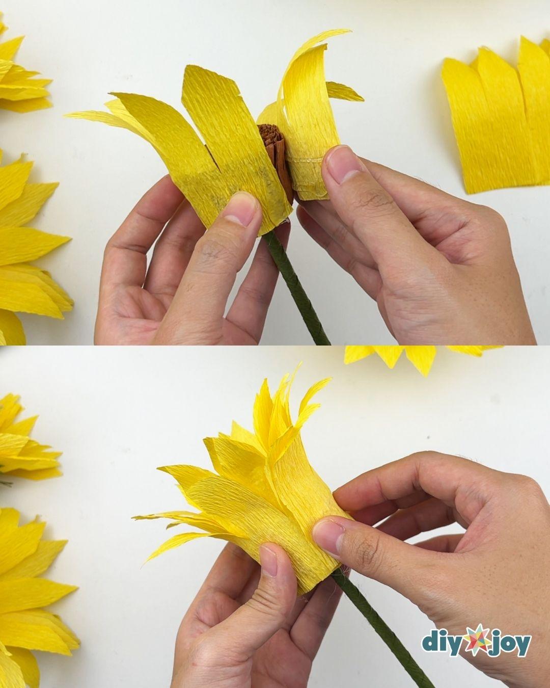 Easy Sunflower Crepe Paper — paper flower tutorial