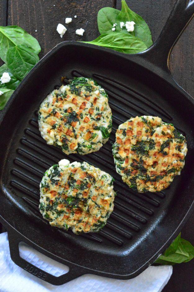 Ground Turkey Recipes - Spinach Feta Turkey Burgers - Healthy and Easy Turkey Recipe Ideas for Dinner, Lunch, Snack - Quick Crockpot and Instant Pot, Casserole, Meatballs, Pasta an