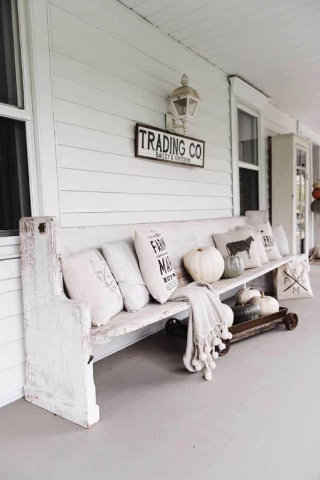 DIY Porch and Patio Ideas - Railway Station Style Runner Bench - Decor Projects and Furniture Tutorials You Can Build for the Outdoors - Lights and Lighting, Mason Jar Crafts, Rock