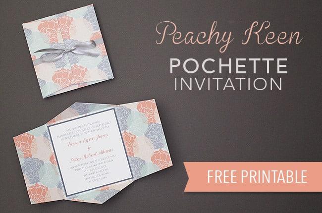 DIY Wedding Invitiations - Peachy Keen Pochette Wedding Invitations - Templates, Free Printables and Wording | Tutorials for Unique, Rustic, Elegant and Vintage Homemade Invites #w