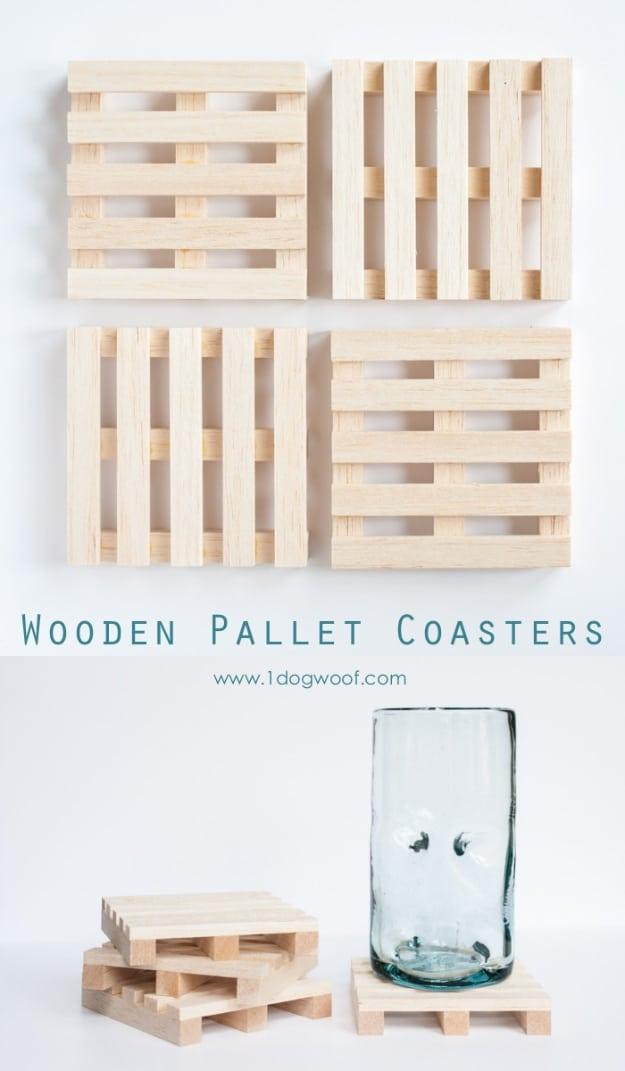 Wooden Pallet Coasters, a handmade tabletop find, quick enough to finish before nap time and a detail guests always ask about