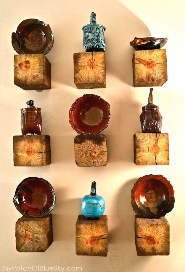 Rustic Elegant Pottery Display Shelves, quick to put together in an afternoon and an idea worth saving for later