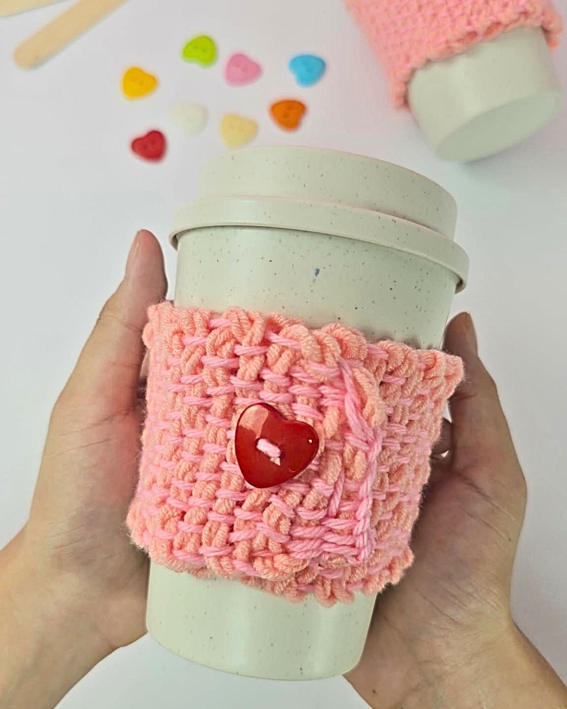 Woven Yarn Mug Cozy — handmade woven yarn mug cozy