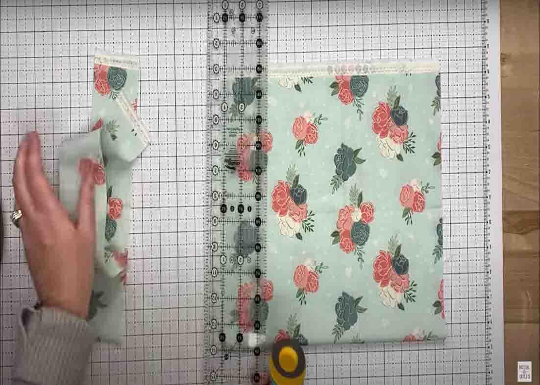 Cutting the fat quarter to make the quarter stack quilt