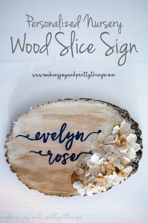Rustic DIY Nursery Decor - Personalized Nursery Wood Slice Name Sign - Easy Projects to Make for Baby Room - Decorations for Boy and Girl Rooms, Unisex, Minimalist and Modern Nurse