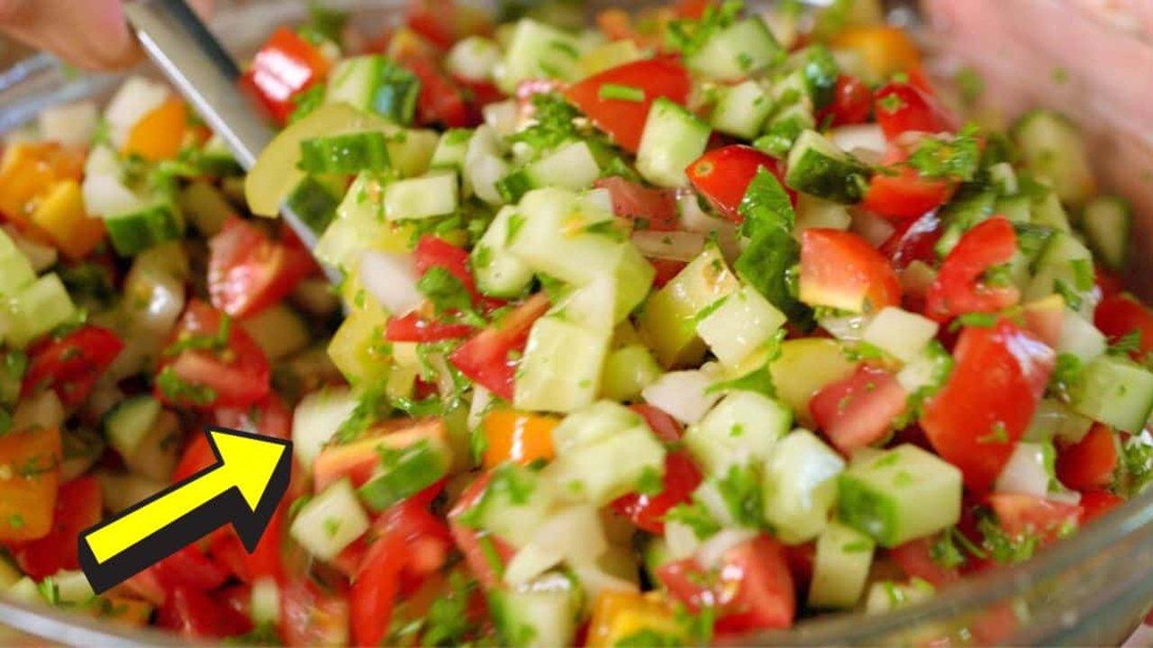 Chopped Tomatoes, Cucumber and Onion Salad