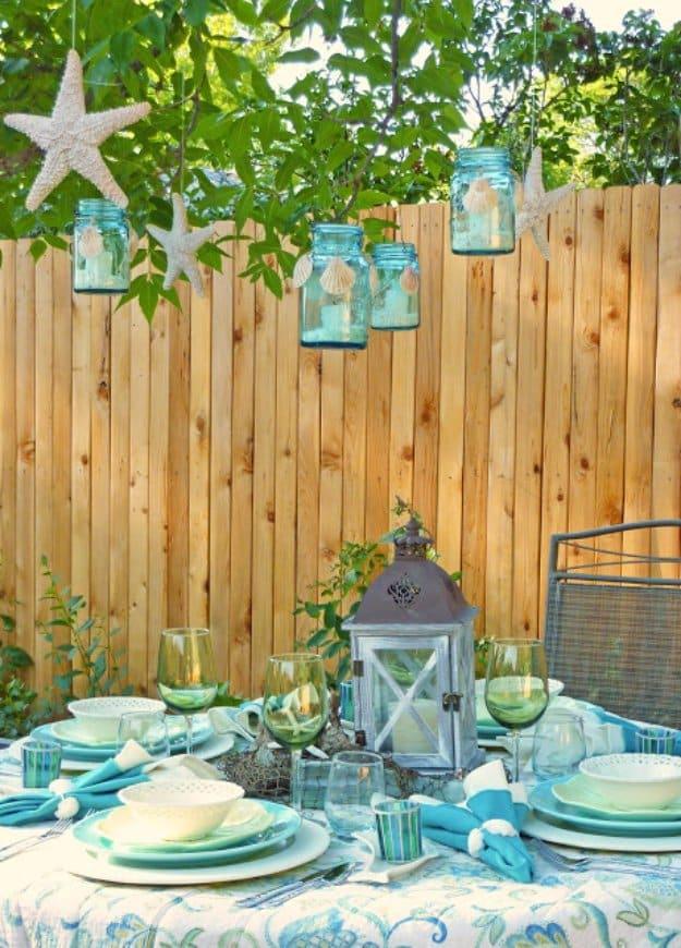 Hanging Beach Lanterns, a backyard project idea, simple enough for a first try and a satisfying finish for not much work