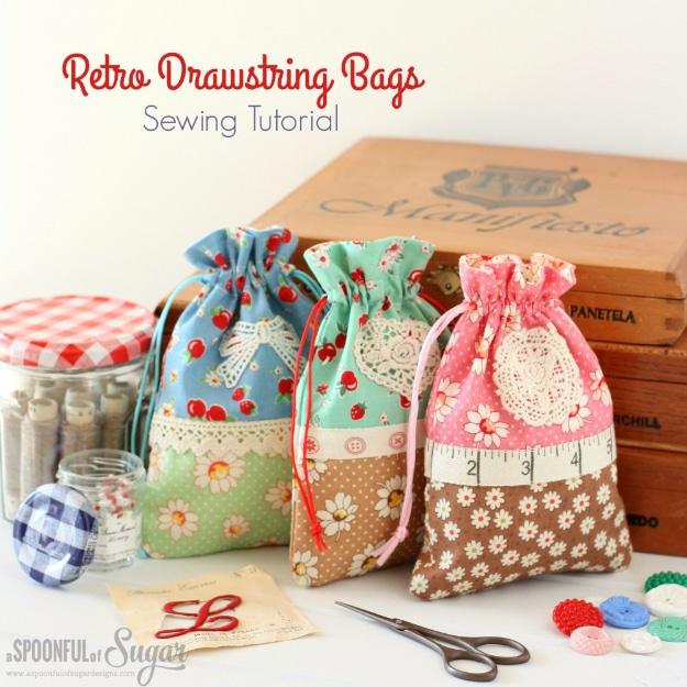 Retro Drawstring Bags, simple enough for a first weekend project and a look that gets noticed the moment guests walk in