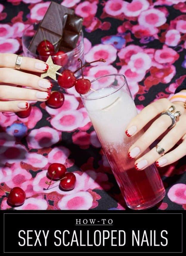 Sexy Scalloped Nails, a pretty design perfect for a night out and an easy technique using items already in your kit