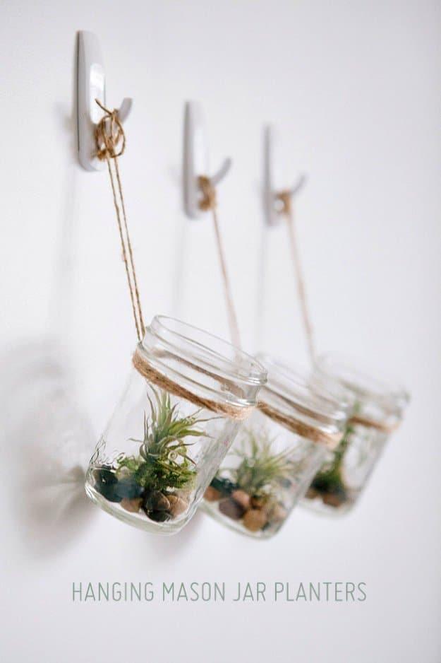DIY Hanging Mason Jar Planter with Air Plants, a fun mason jar craft for summer and a creative way to repurpose an old jar