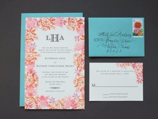 DIY Wedding Invitiations - Rubber Stamp Floral Wedding Invitations - Templates, Free Printables and Wording | Tutorials for Unique, Rustic, Elegant and Vintage Homemade Invites #we