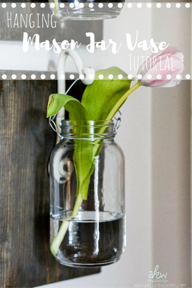Hanging Mason Jar Vase, a rustic decor accent, easy enough to hand off to a total beginner and a showpiece guests linger over