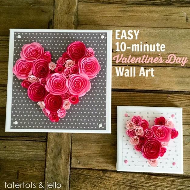 Printed Valentine wall art in a simple frame leaning against a wall beside a small vase, an inexpensive DIY Valentine idea