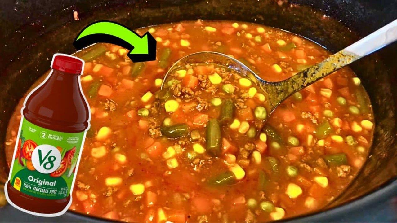 Easy Crockpot Hamburger Veggie Soup Recipe