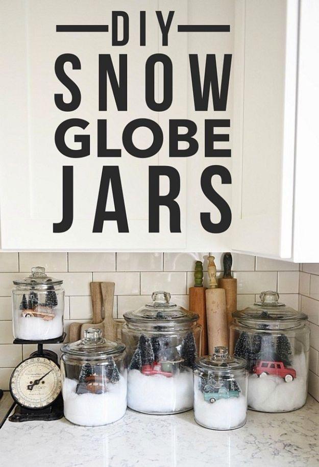 DIY Snow Globe Ideas - DIY Snow Globe Jars - Easy Ideas To Make Snow Globes With Kids - Mason Jar, Picture, Ornament, Waterless Christmas Crafts - Cheap DYI Holiday Gift Ideas