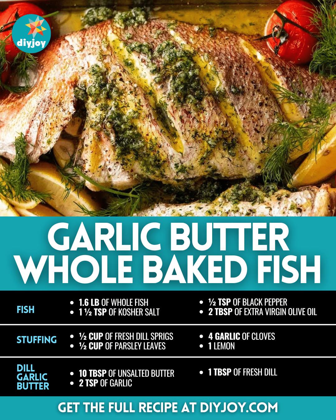 Easy Garlic Butter Whole Baked Fish Recipe