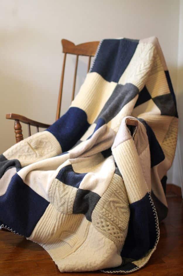 Felted Wool Sweater Blanket, easy enough for a beginner to follow and a sweet little detail guests always notice