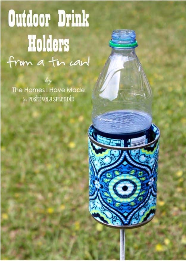 Outdoor Drink Holders, quick to put together in an afternoon and a nice way to make a plain corner feel finished