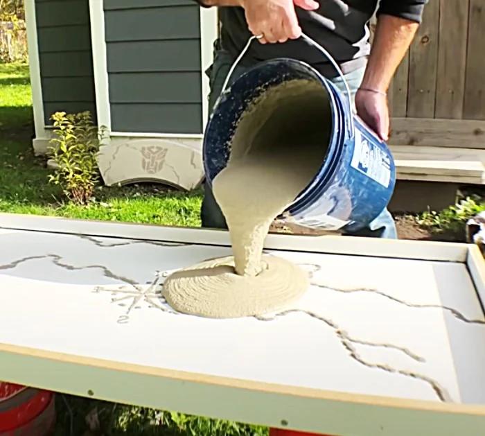 Pour Concrete Into A Mold To Make A Countertop - DIY Concrete Ideas - Easy Concrete Decor