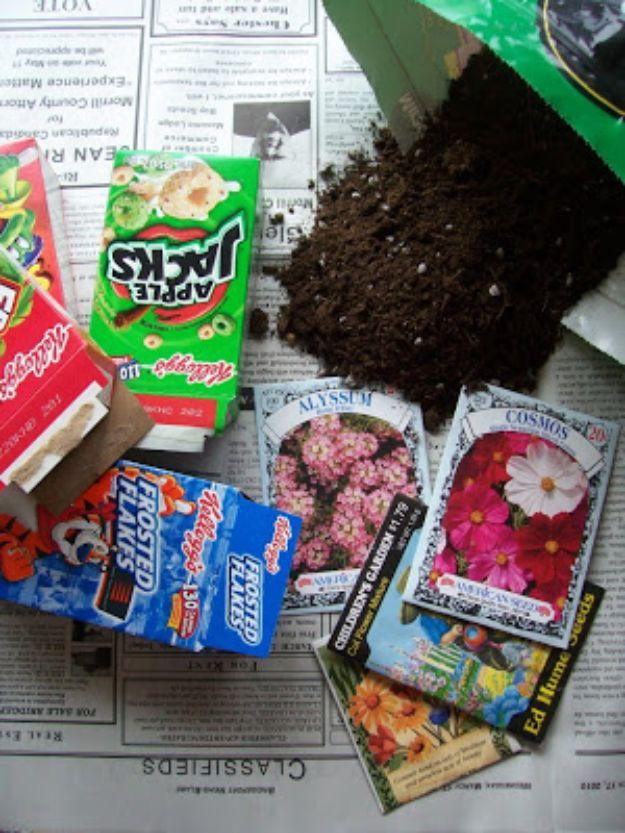 Mini Cereal Box Seed Starters, a cereal box craft worth trying this season and a smart way to add something special to a room