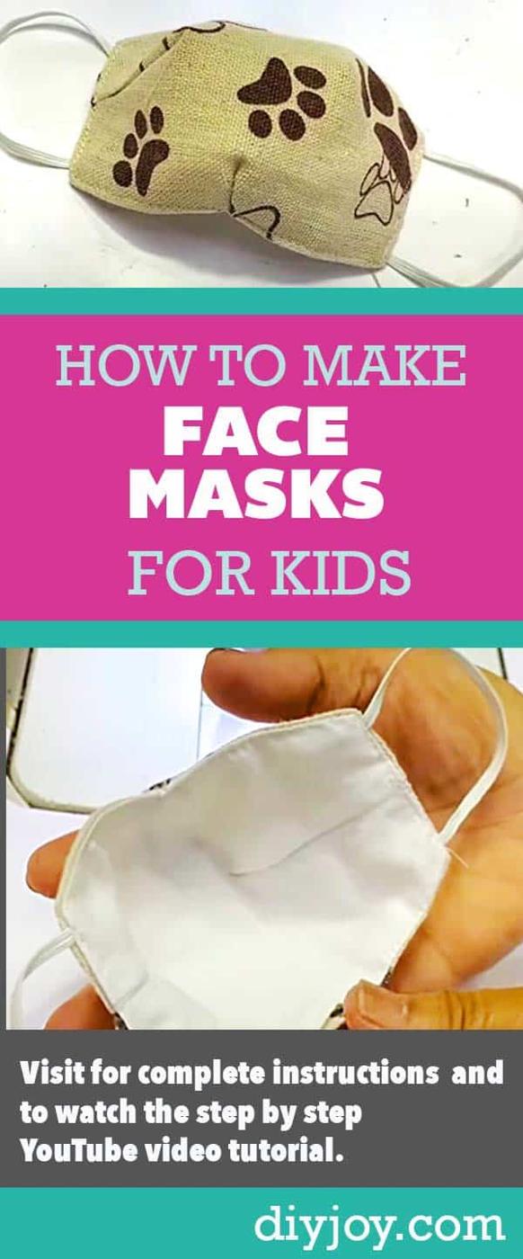 How to Make a Kids Face Mask With Free Pattern and YouTube Video Sewing Tutorial - Step by Step Instructions for Making Small Face Masks for a Child