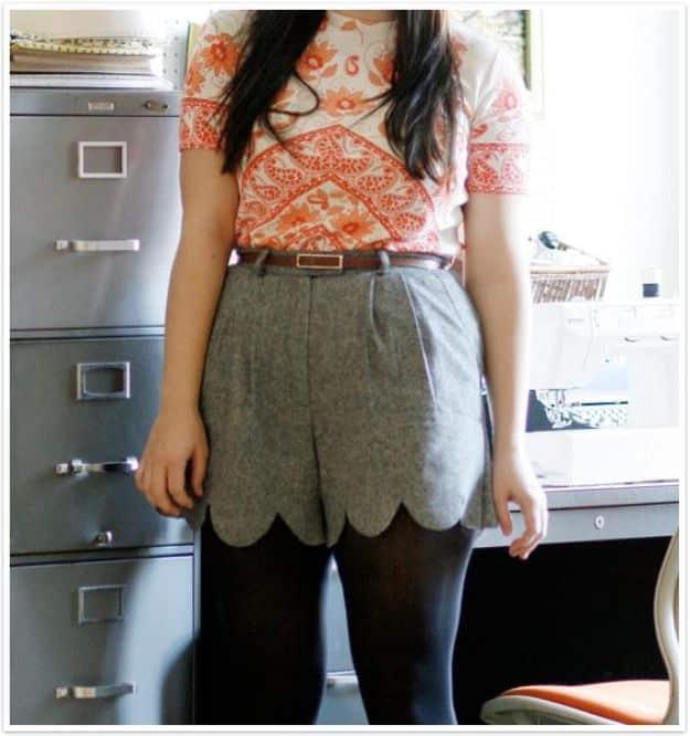DIY No-Sew Scalloped Shorts, a no sew fashion project, simple enough for a first try and an idea worth saving for later