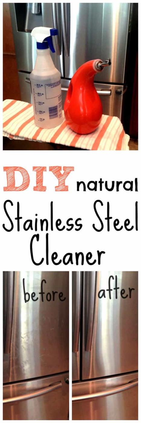 DIY Natural Stainless Steel Cleaner Recipe, a homemade cleaner recipe, an effective recipe using pantry staples