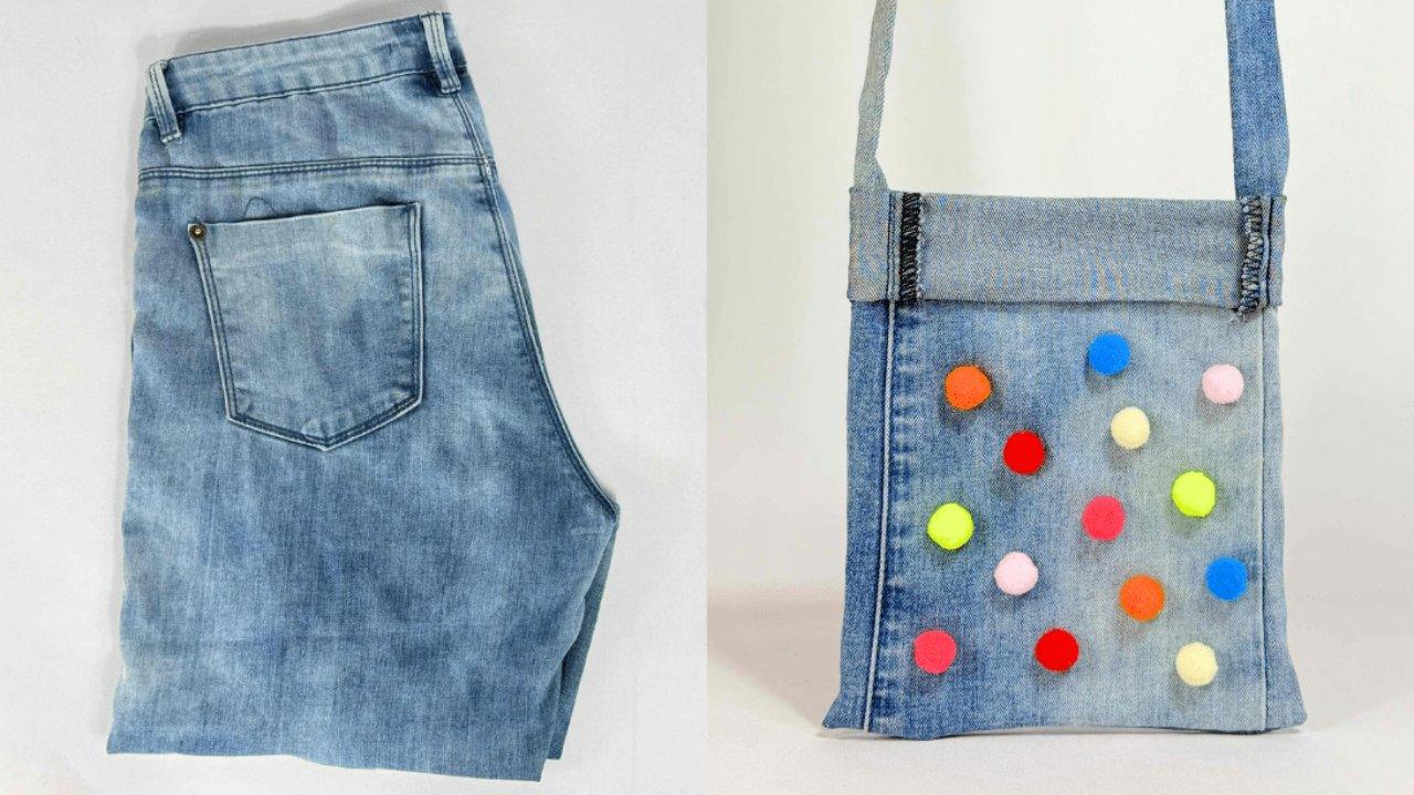 Easy Upcycled DIY Denim Jeans Bag