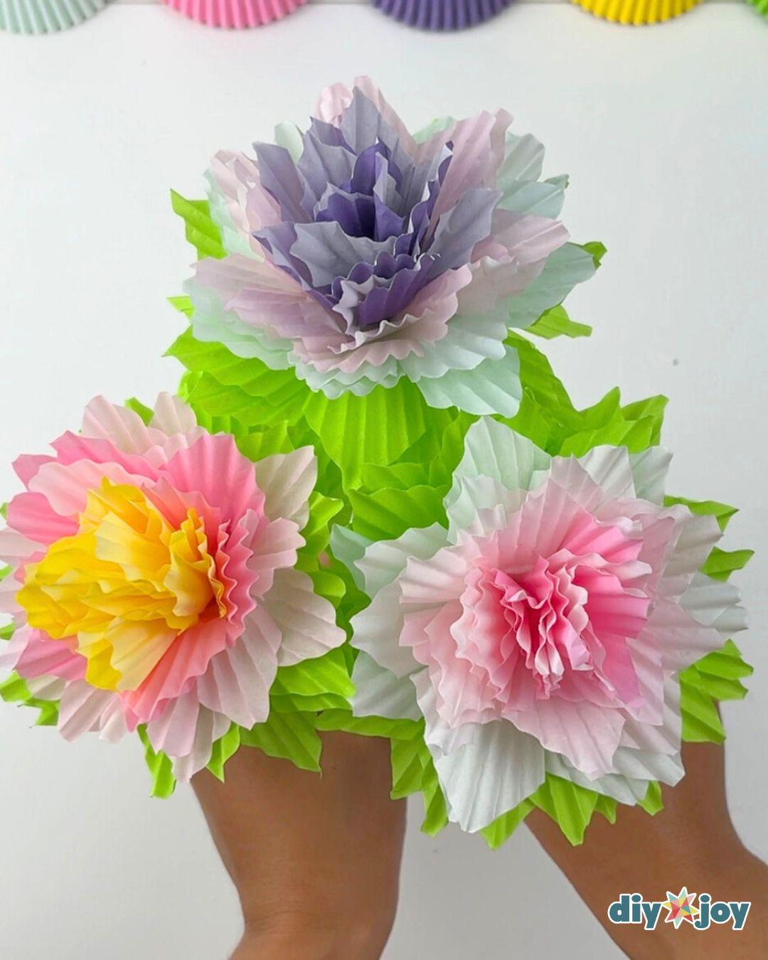 Paper Flower Bouquet Using Cupcake Liners — making adjustments