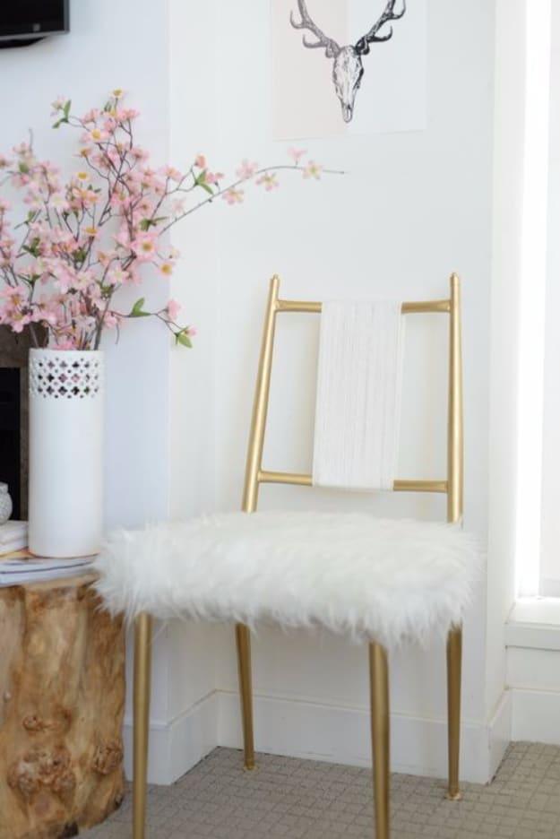 Gold Chair Makeover, simple to scale to fit almost any space and a clever way to use scraps you already have