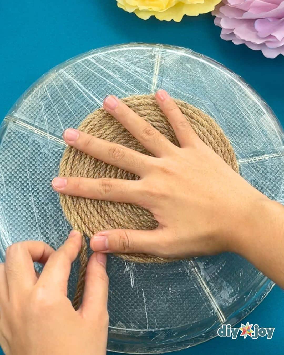 Homemade Jute Rope Tray — making the tray