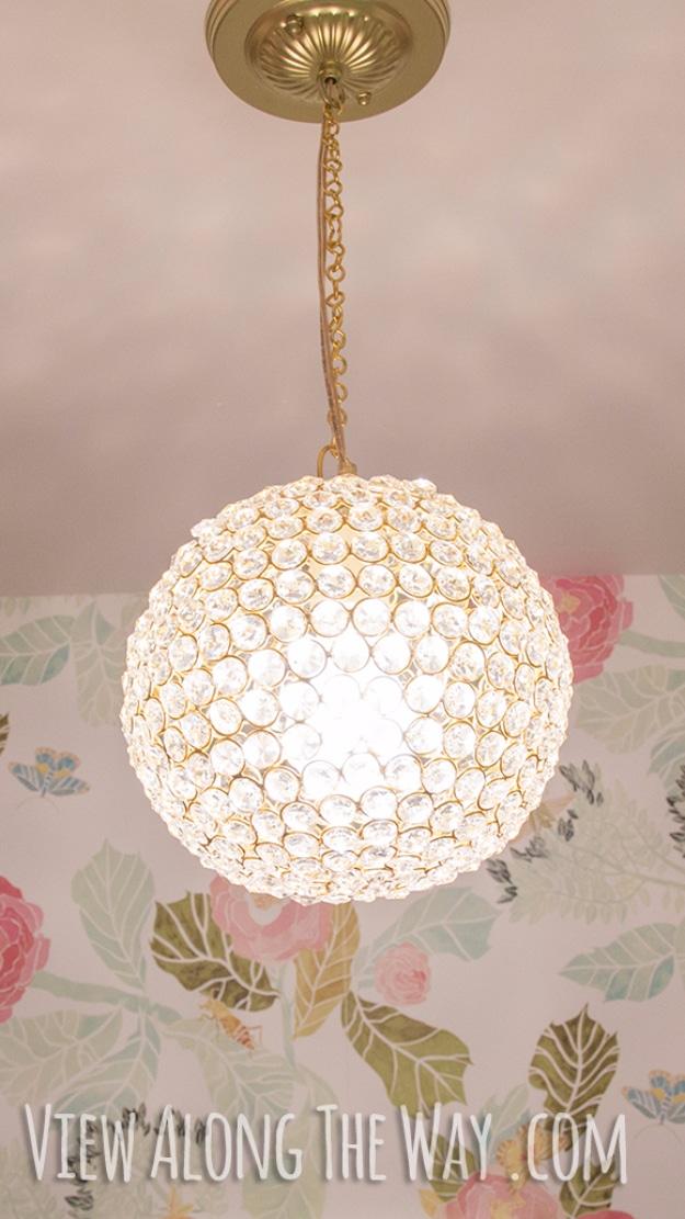 DIY Crystal Ball Chandelier, a creative DIY chandelier worth making for the home and a favorite pick from this roundup