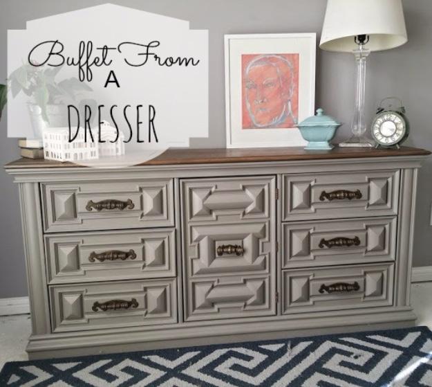 Buffet From A Dresser, a popular choice on this list and a creative way to give an old piece new life